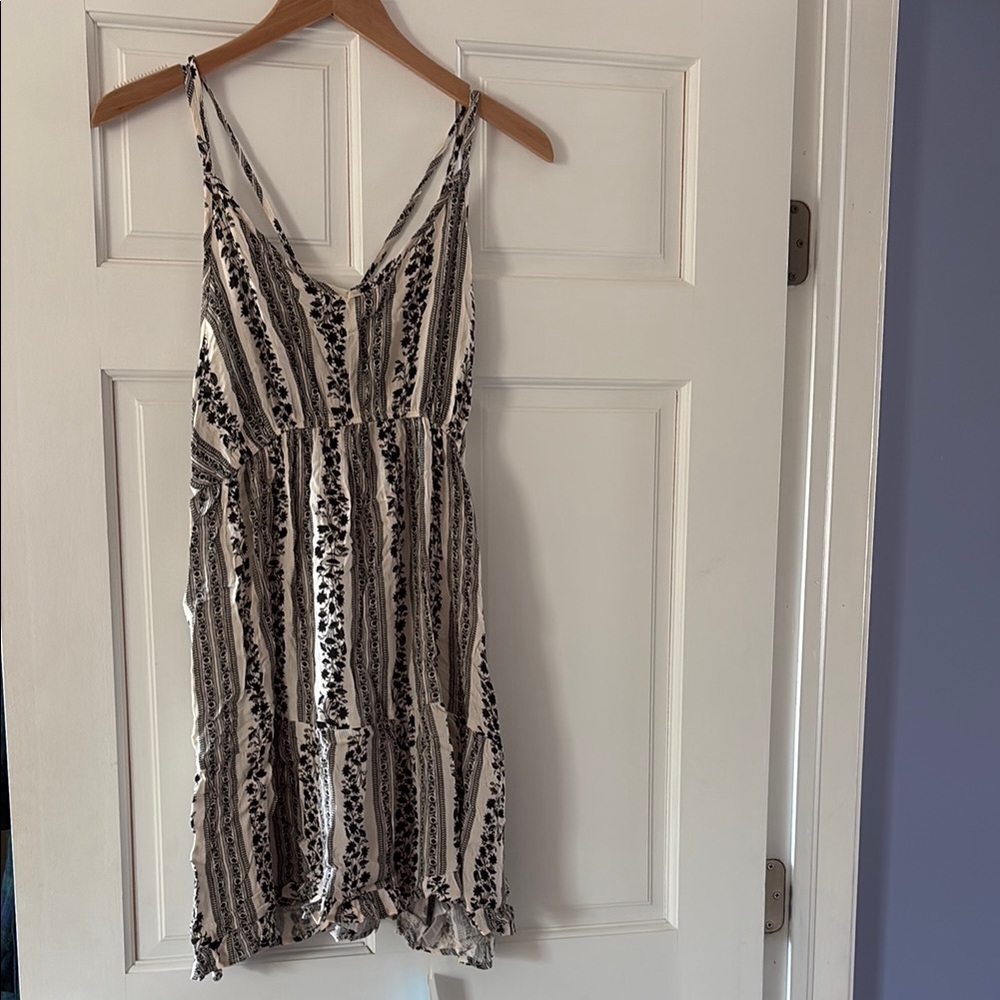 Black and White Striped Floral Dress